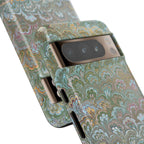 Blue and Green Feather Marbled Phone Case — Dual Layer - Tough Protective Phone Cover