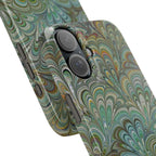 Deep Green Peacock Italian Marbled Design, Italy Feather Phone Case