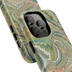 Florentine Marble iPhone Case | Inspired by Florence | Italian Marbled Paper Technique | Artisanal Green Swirl | Dual-Layer Protective Case | Matte or Glossy