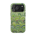 Fresh Green Florentine Marbled Peacock Feather Dual Layer Protective iPhone Cover - New FALL Favorite