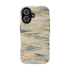 Beige + Grey Scalloped Marbled Tough Phone Case - Dual Layer