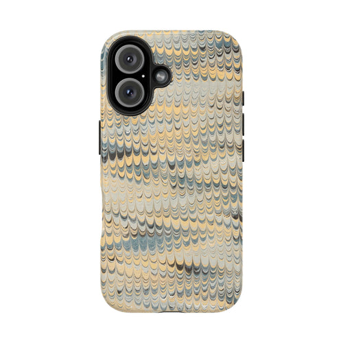 Beige + Grey Scalloped Marbled Tough Phone Case - Dual Layer
