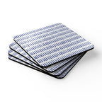 Blue Tally Pattern Cork Coaster Set - Modern Minimalist Drink Coasters (4-Pack)
