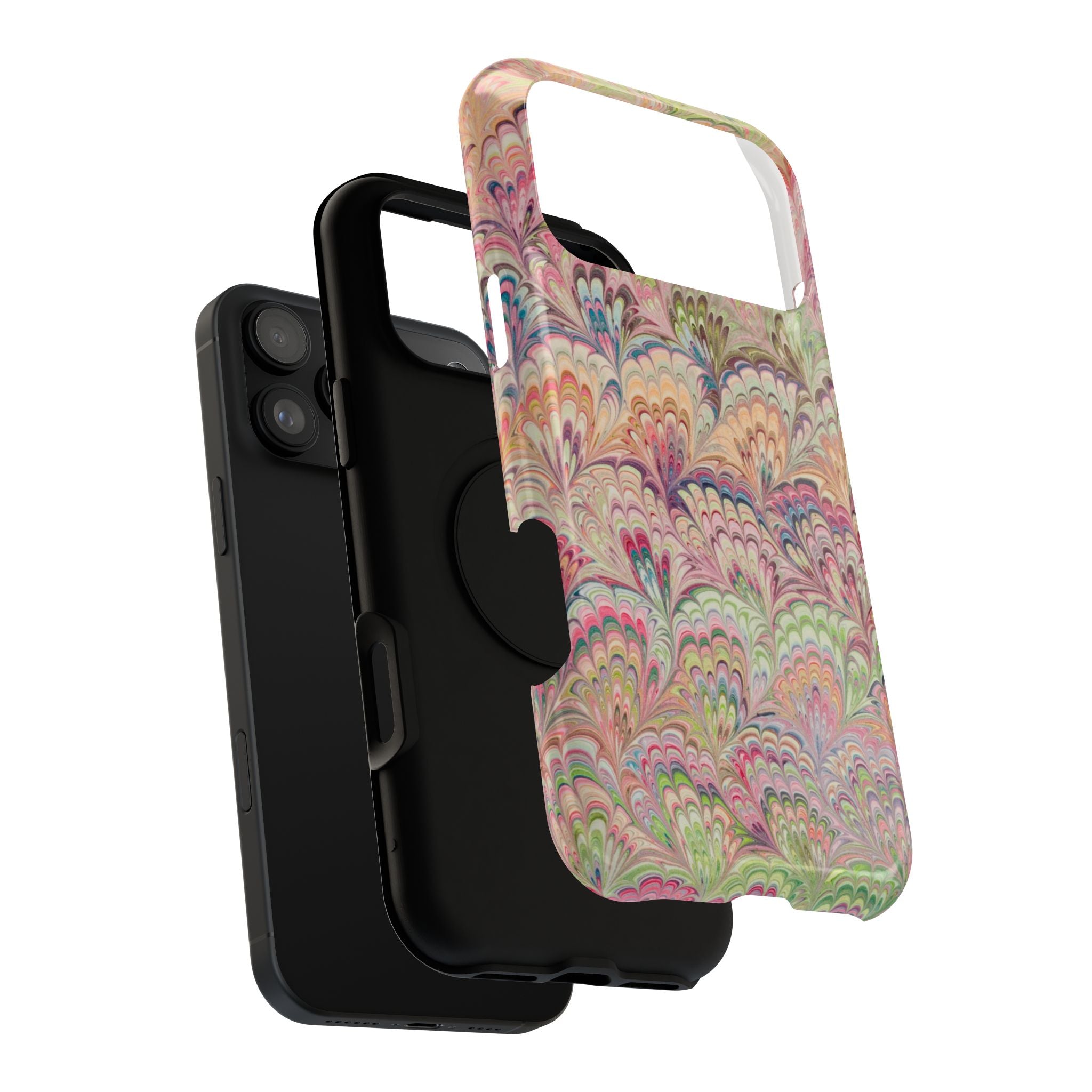 Marbled Pastel Pink and Green Impact-Resistant Phone Case for Apple + Samsung