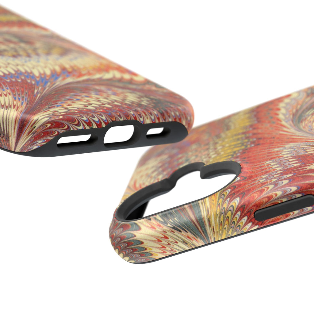 Rust + Gold Italian Marbled Design Magnetic MAG SAFE - Dual Layer Case - Glossy or Matte