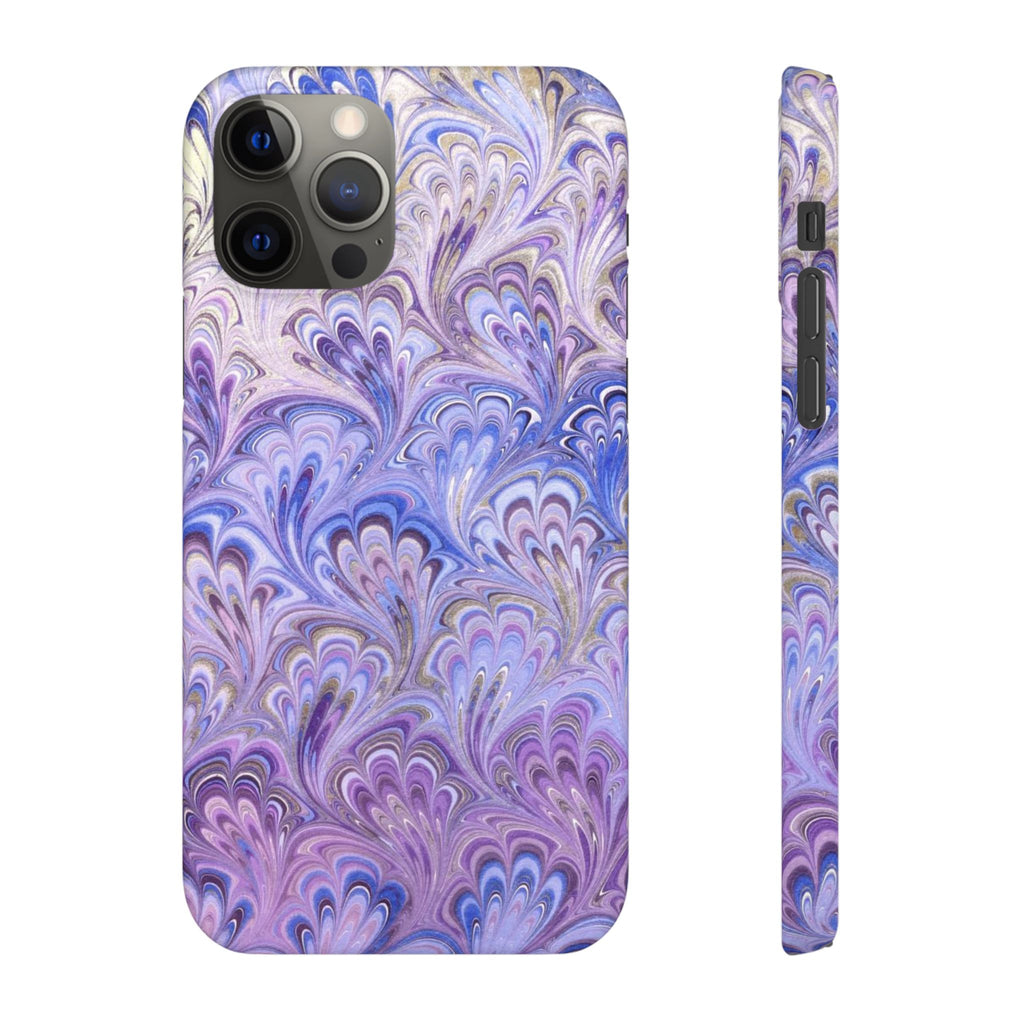 Marbled Feather Lavender + Purple Swirl - Single Layer Slim Phone Case
