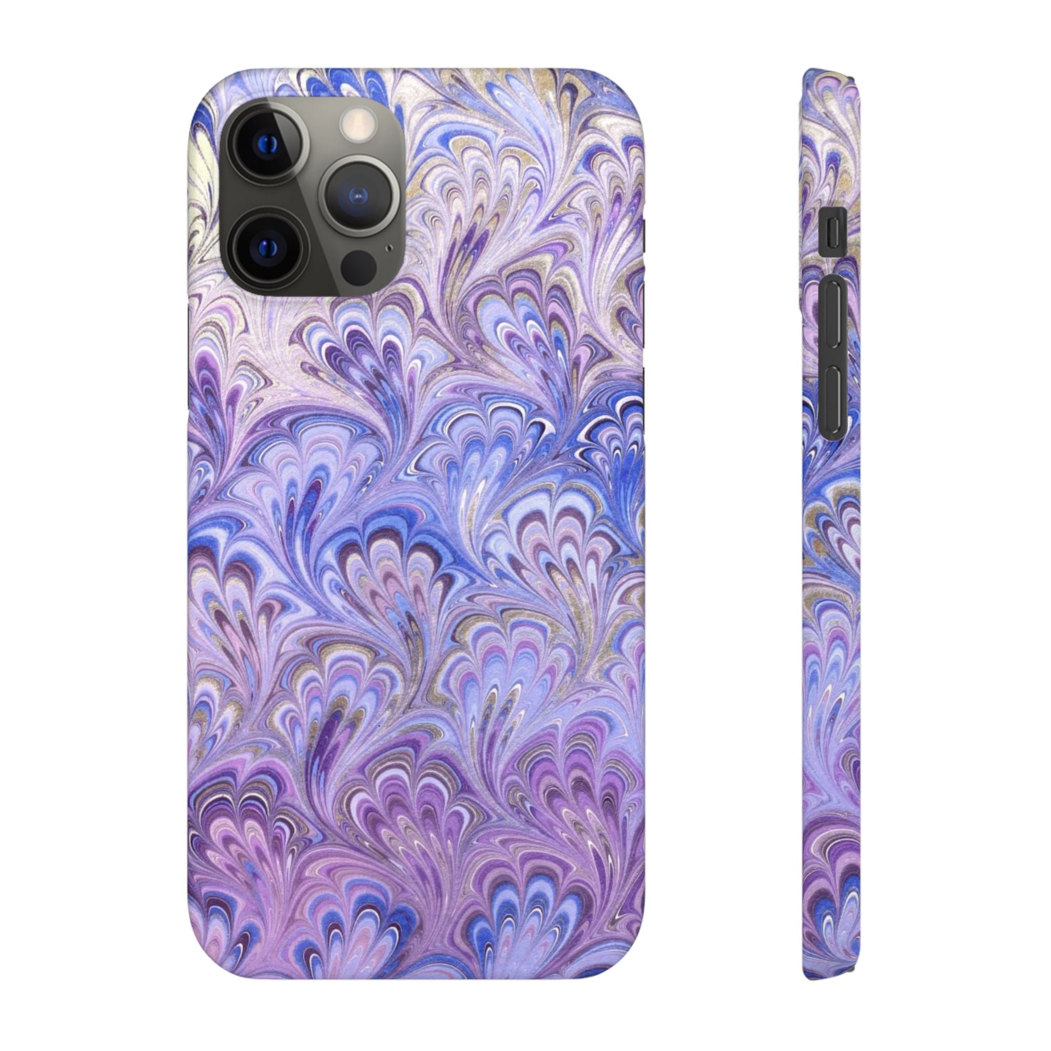 Marbled Feather Lavender + Purple Swirl - Single Layer Slim Phone Case