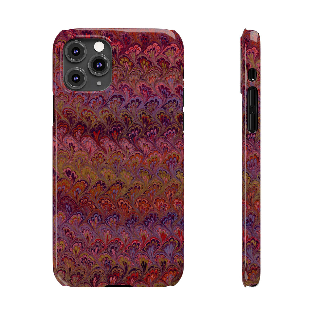 Reds, Lavenders, Marbled VIntage Design, Italian Feather Phone Case, Slim Phone Cases, IPHONE16 and all sizes