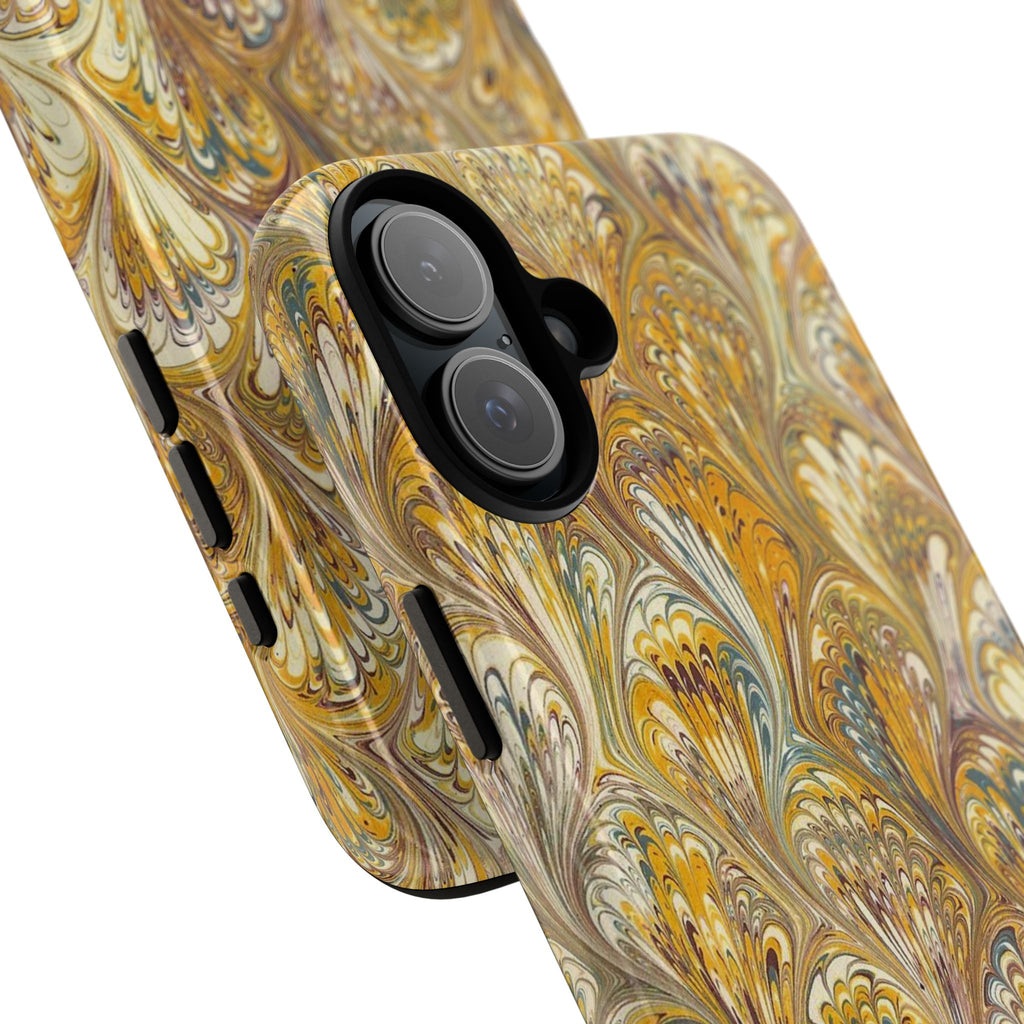 Golden Yellow Marbled Italian Phone Case - Dual Layer - Matte or Glossy
