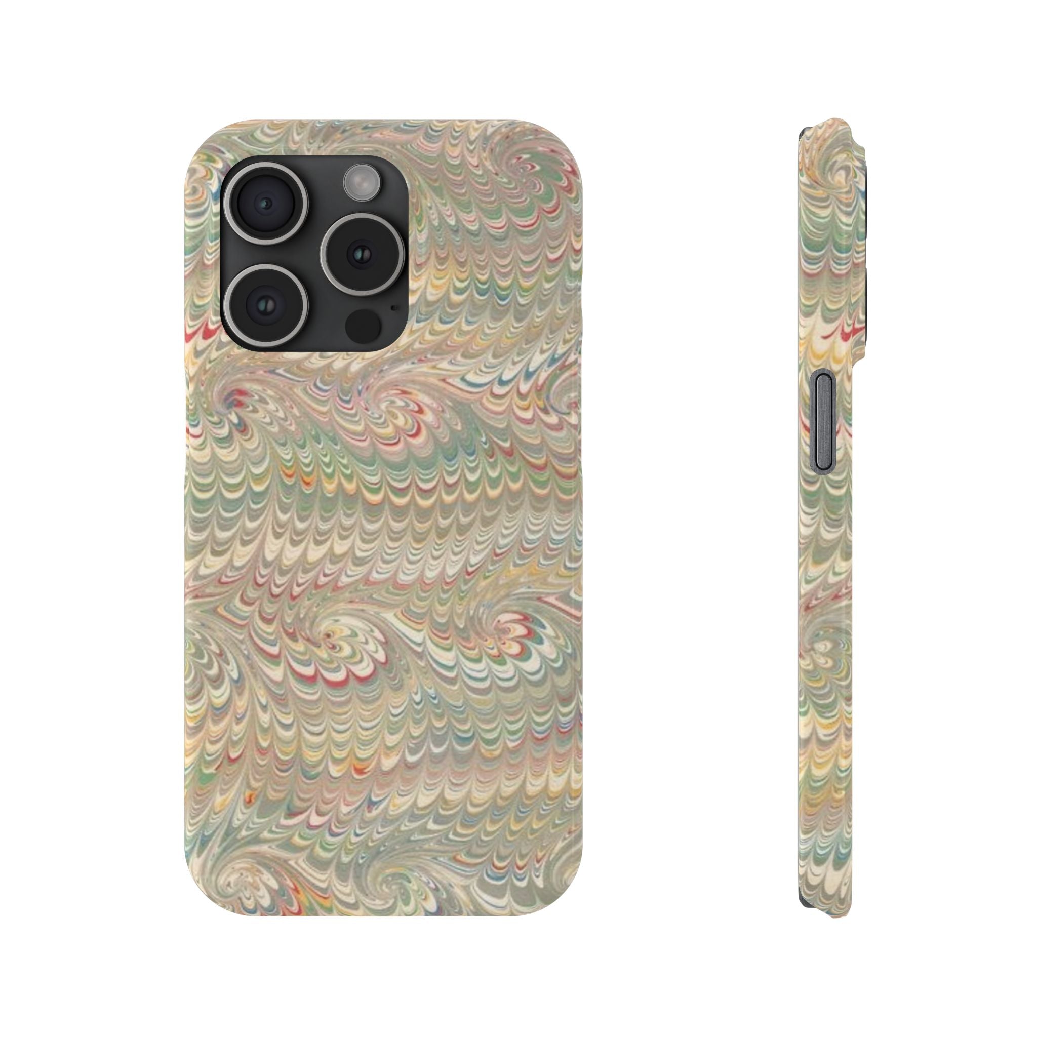 Beige Swirl Marbled Feather Phone Case
