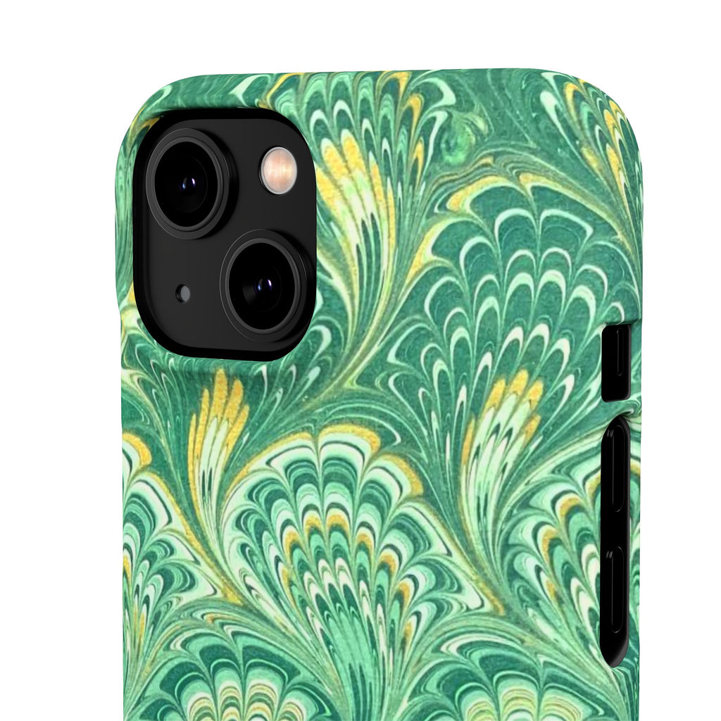 Marbled Feather Green Swirl - Single Layer Slim Phone Case