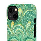 Marbled Feather Green Swirl - Single Layer Slim Phone Case