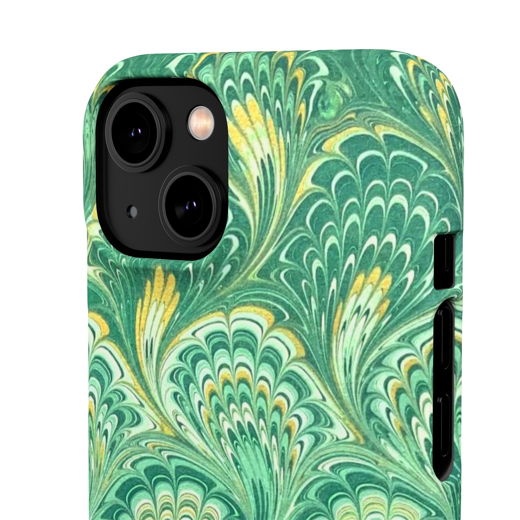 Marbled Feather Green Swirl - Single Layer Slim Phone Case