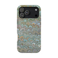 Green, Blue, + White Marbled Peacock - Dual Layer MAG SAFE Phone Case