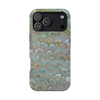 Green, Blue, + White Marbled Peacock - Dual Layer MAG SAFE Phone Case