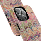 Pastel Pink + Green Feather Marbled Phone Case - Dual Layer Phone Cover