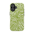 Zebra Print Green Chartreuse + White - Dual Layer Phone Case