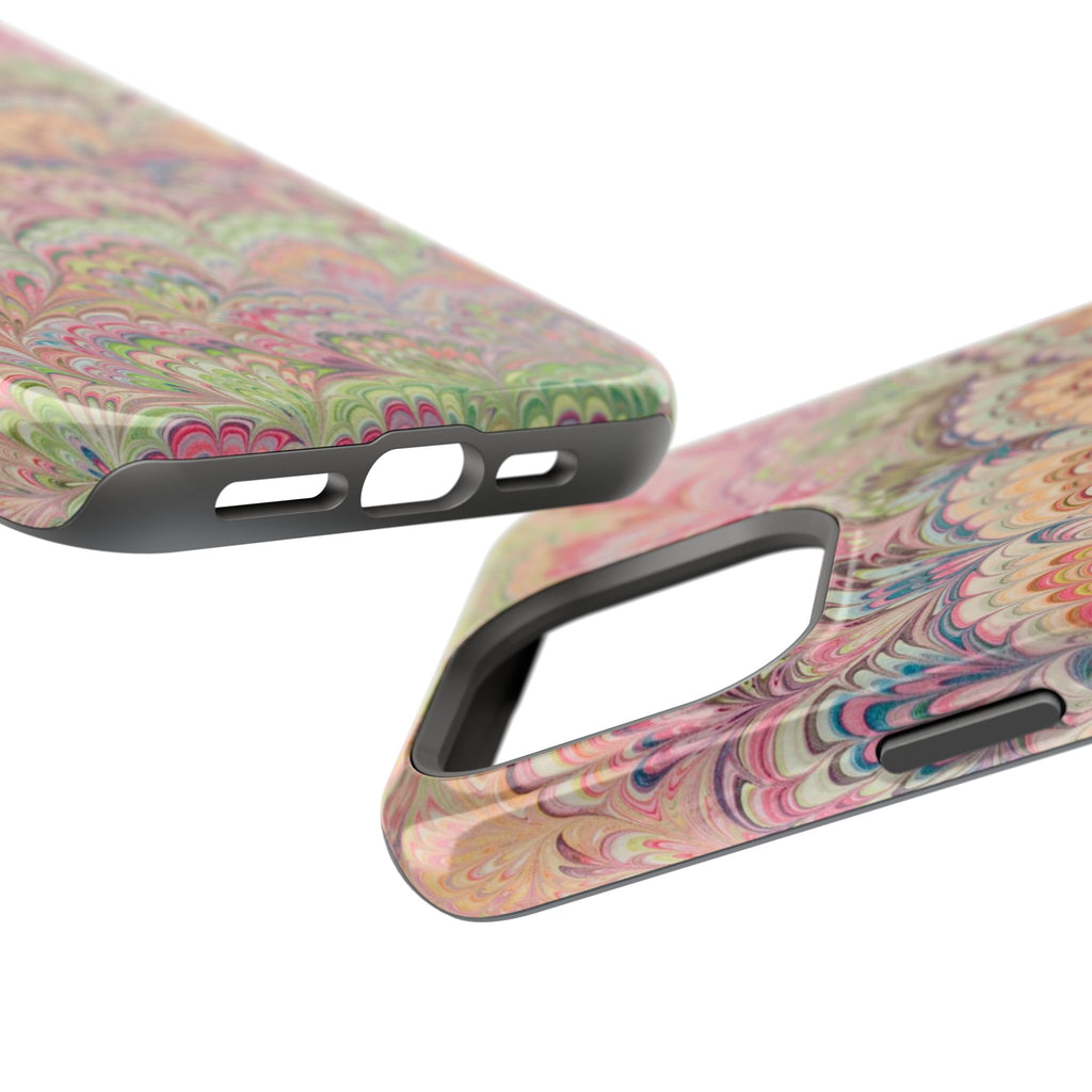 Marbled Pastel Pink and Green Impact-Resistant Phone Case for Apple + Samsung