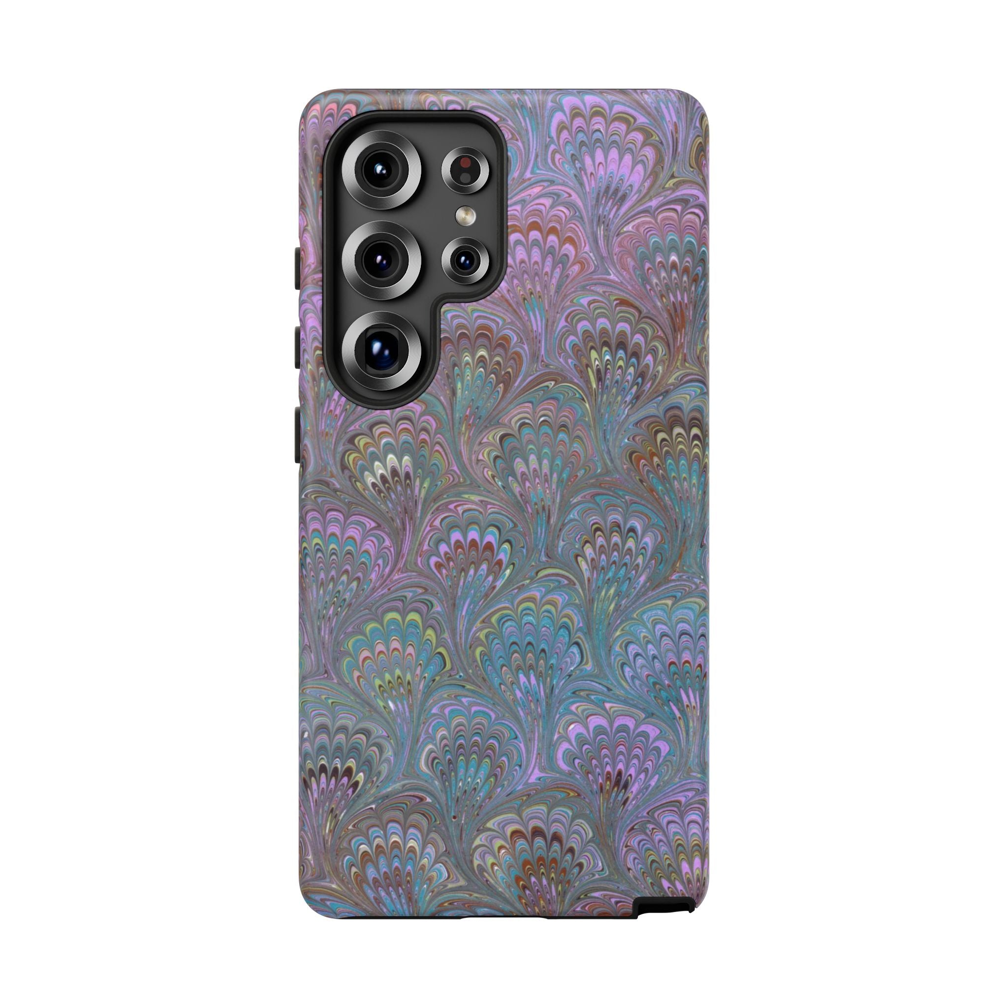 Lavender Marbled Peacock Durable Phone Case - Matte or Glossy