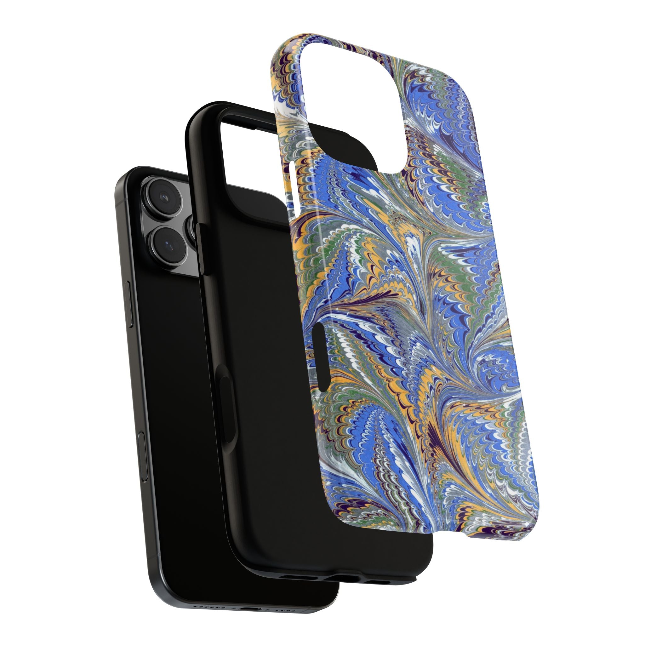 Periwinkle + Gold Italian Marble Design - Dual Layer Tough Phone Cases