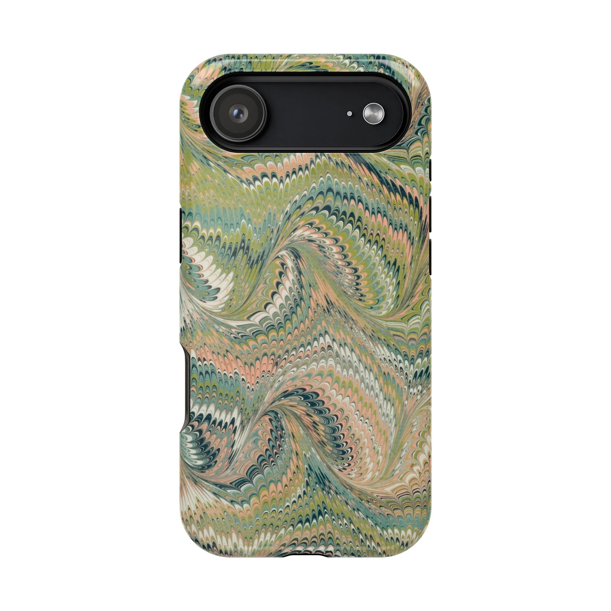 Green Pastel Italian Marble Design Magnetic MAG SAFE High Impact iPhone Cases