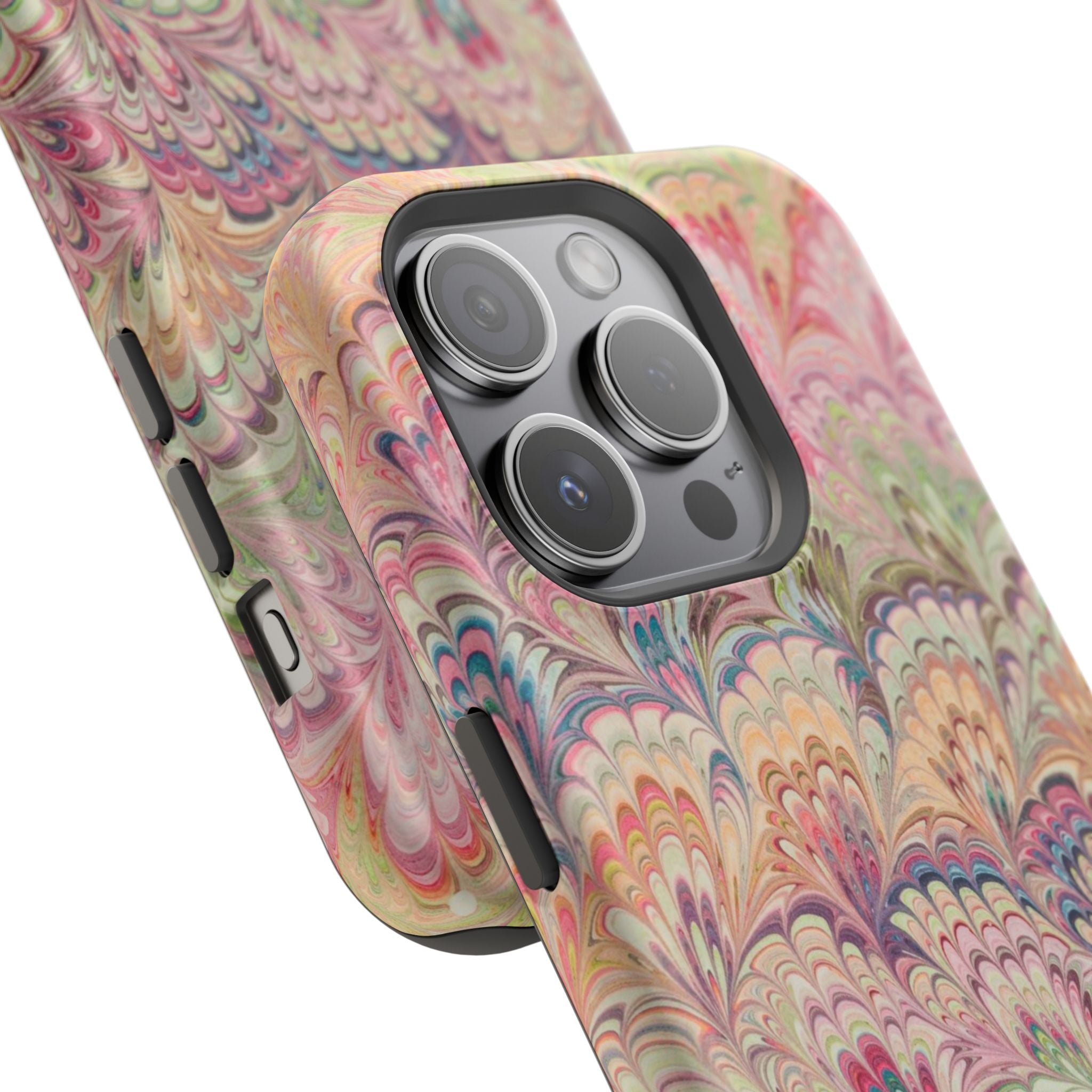Marbled Pastel Pink and Green Impact-Resistant Phone Case for Apple + Samsung