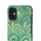 Marbled Feather Green Swirl - Single Layer Slim Phone Case