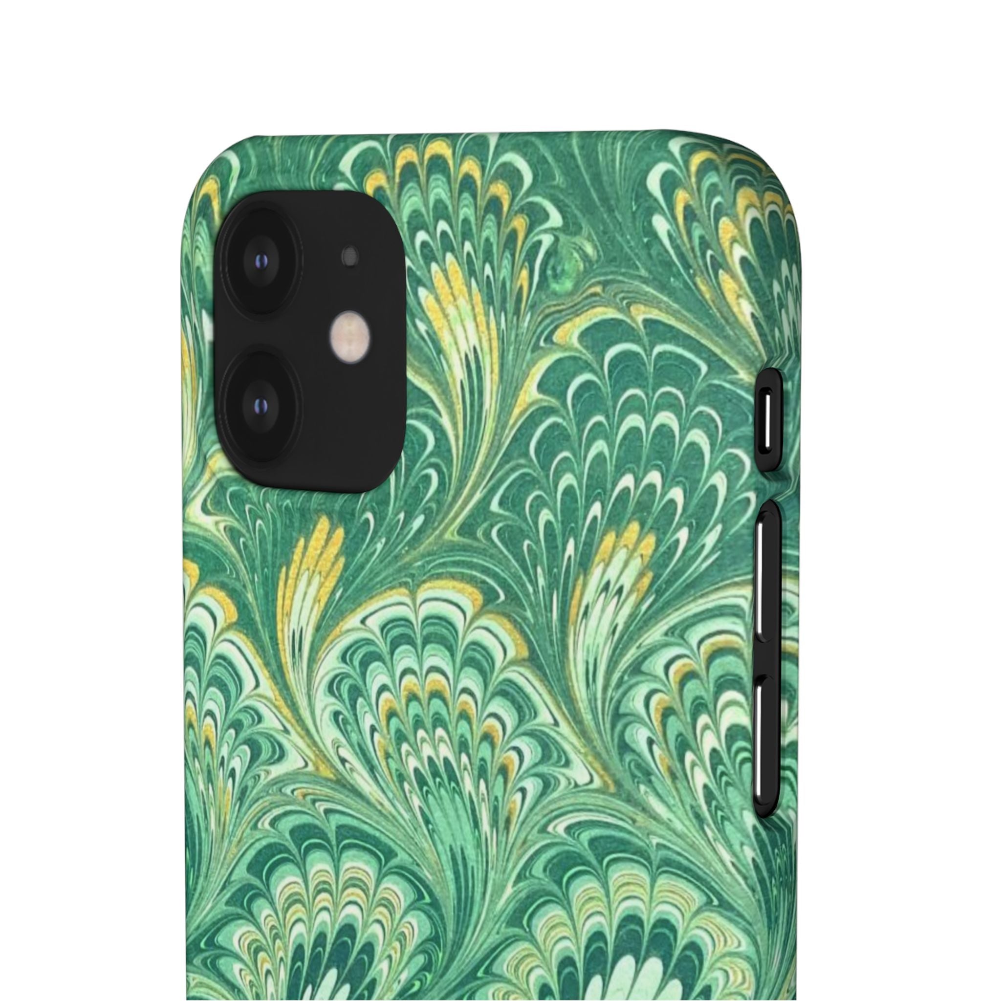 Marbled Feather Green Swirl - Single Layer Slim Phone Case
