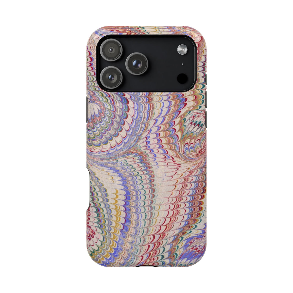 Pink and Lavender Pastel Italian Vintage Feathered Design Dual Layer Durable Phone Case