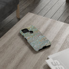 Blue and Green Feather Marbled Phone Case — Dual Layer - Tough Protective Phone Cover