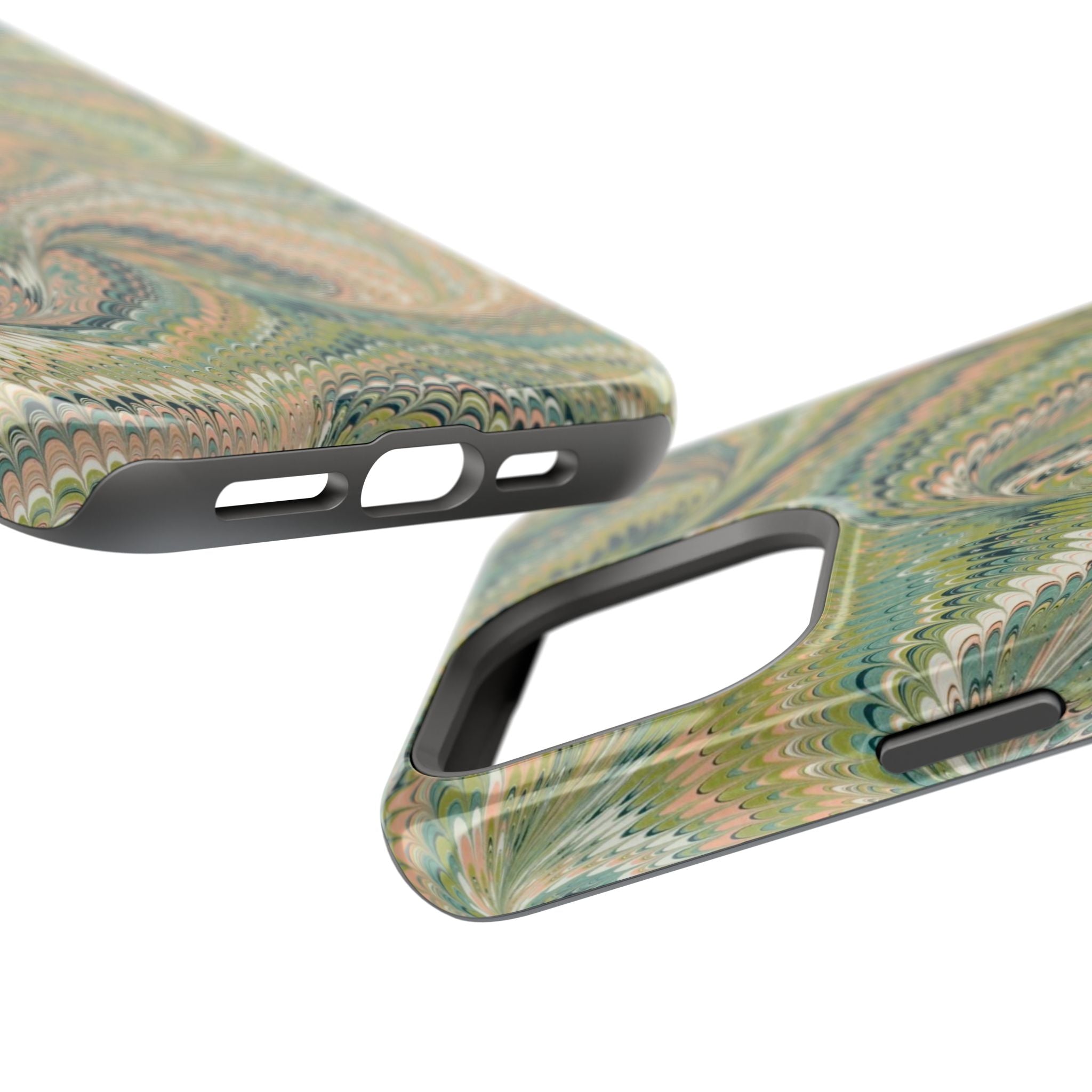 Green Pastel Italian Marble Design Magnetic MAG SAFE High Impact iPhone Cases