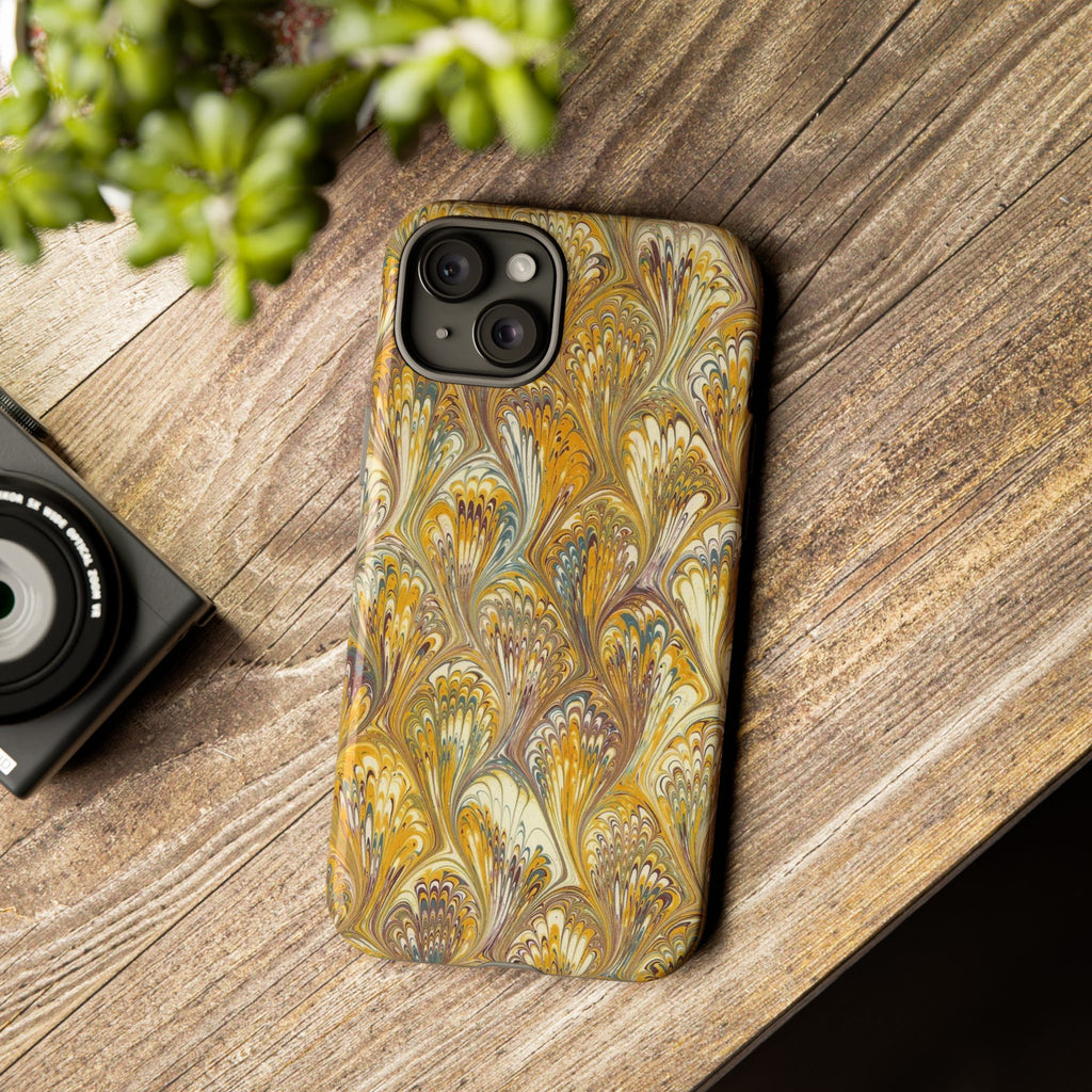 Golden Yellow Marbled Italian Phone Case - Dual Layer - Matte or Glossy
