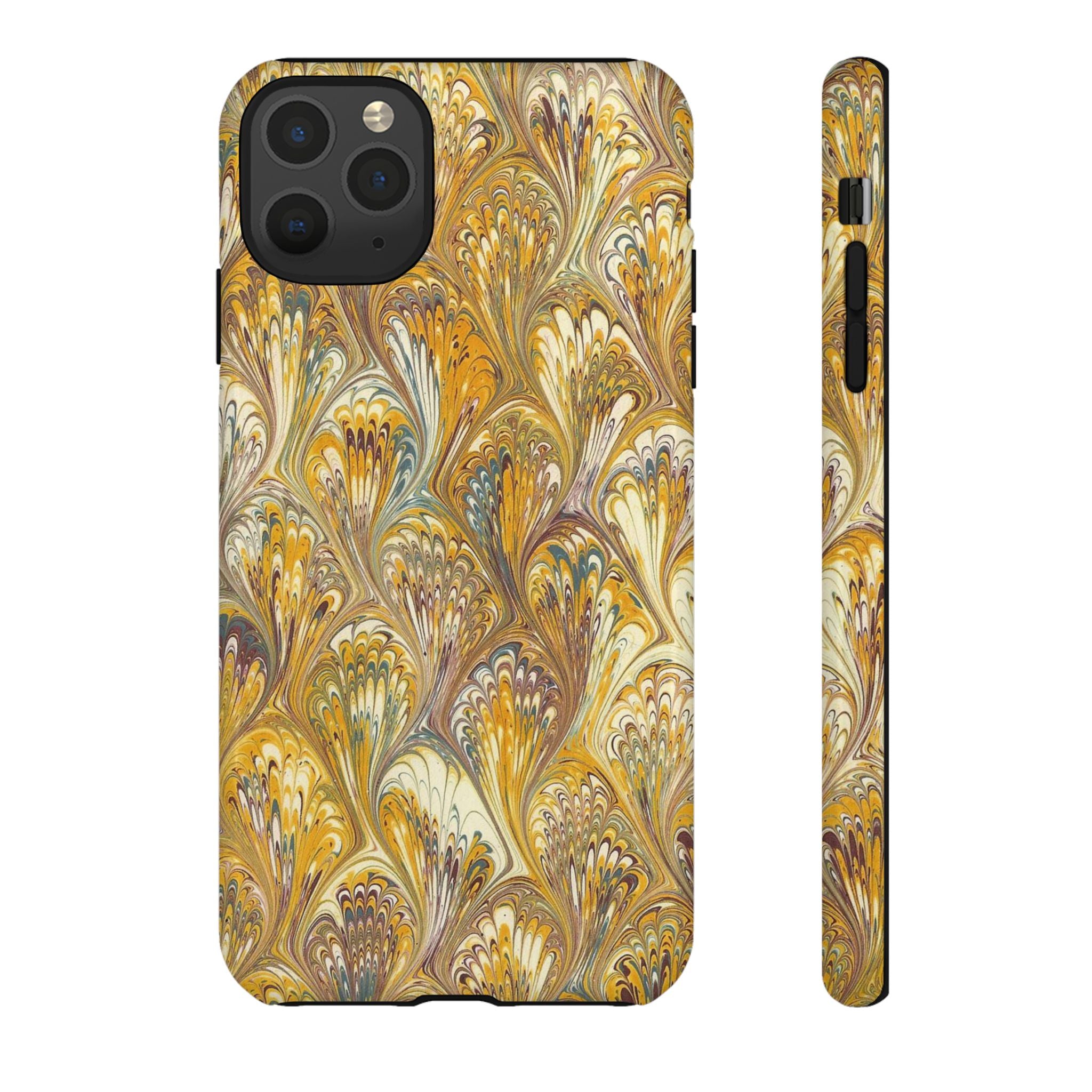 Golden Yellow Marbled Italian Phone Case - Dual Layer - Matte or Glossy