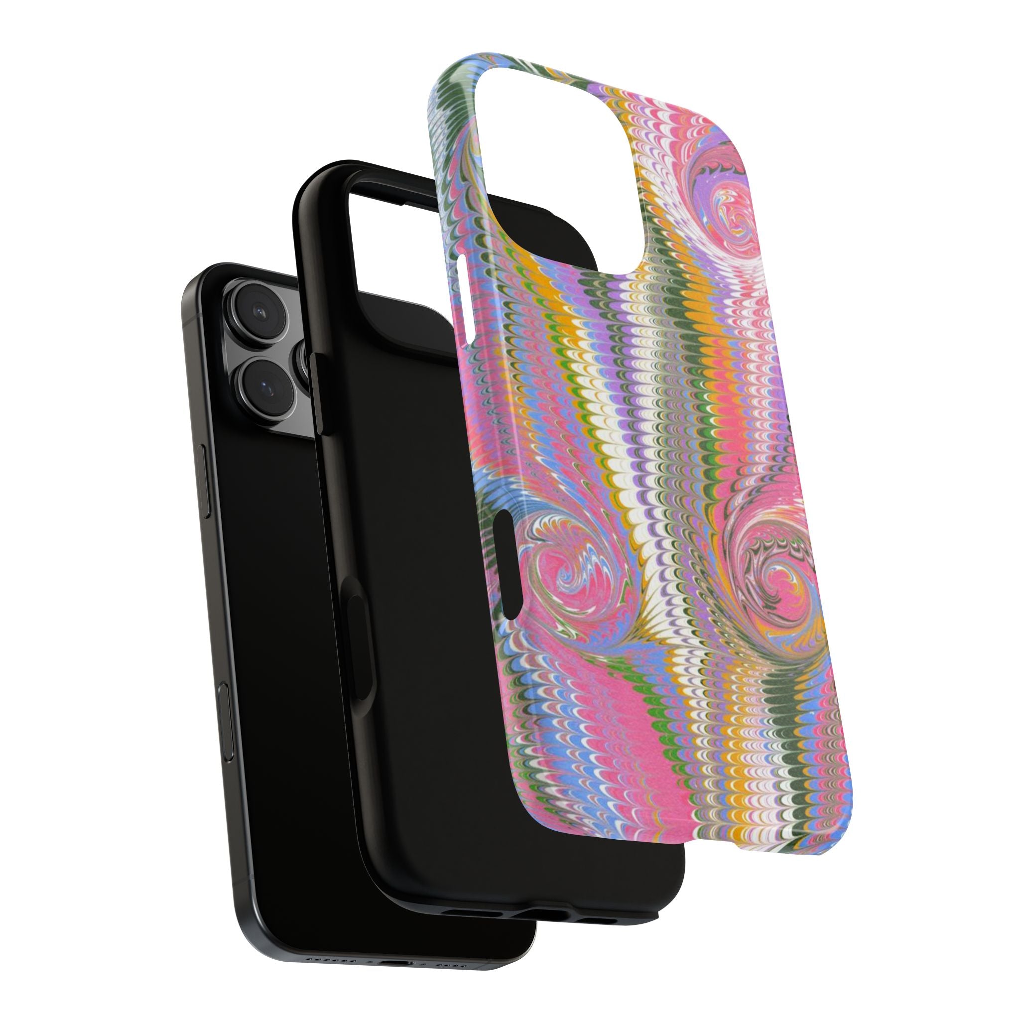 Pink + Multi-Color Vintage Italian Marble - Dual Layer Tough Phone Cases