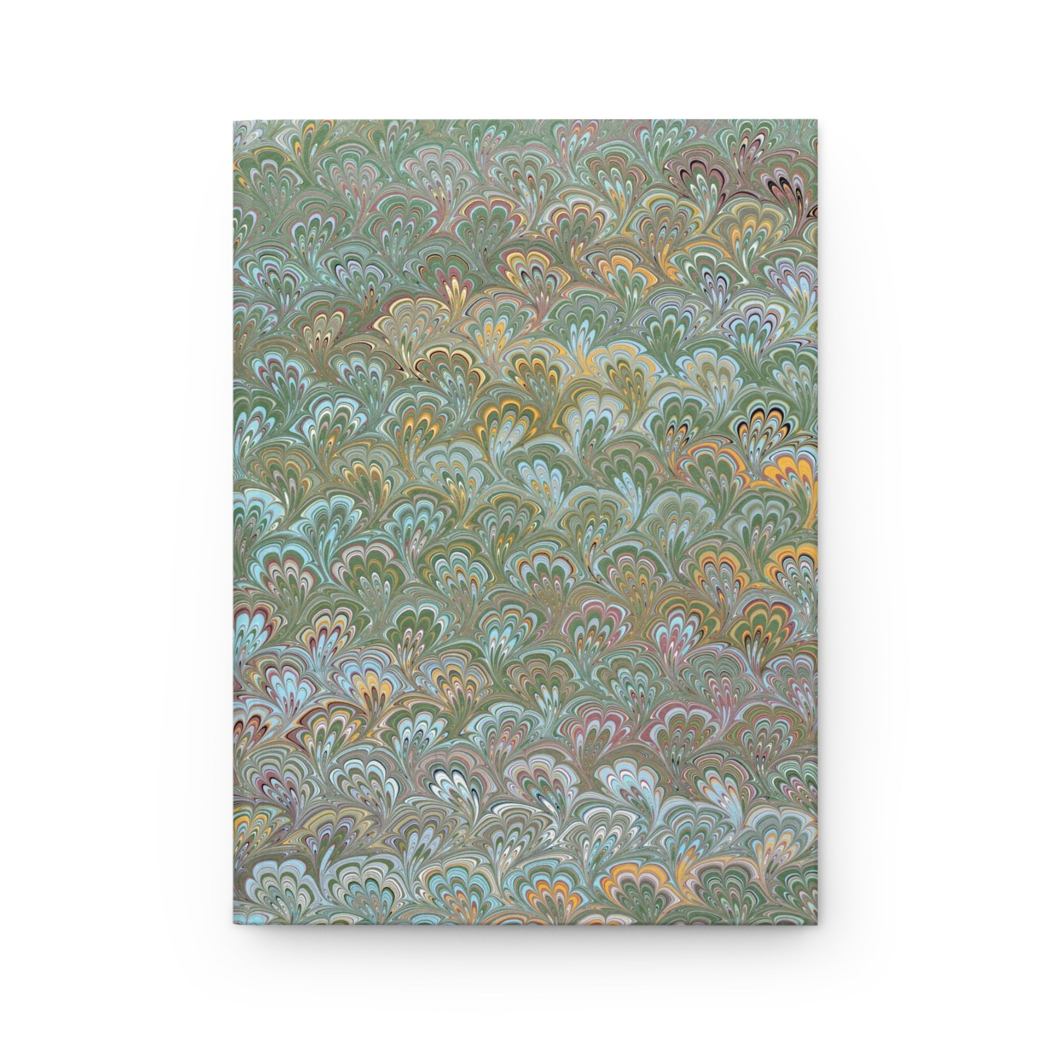 Green and Blue Italian Feather Marble Design on Hardcover Journal Matte