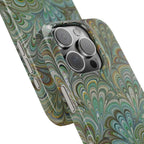 Deep Green Peacock Italian Marbled Design, Italy Feather Phone Case