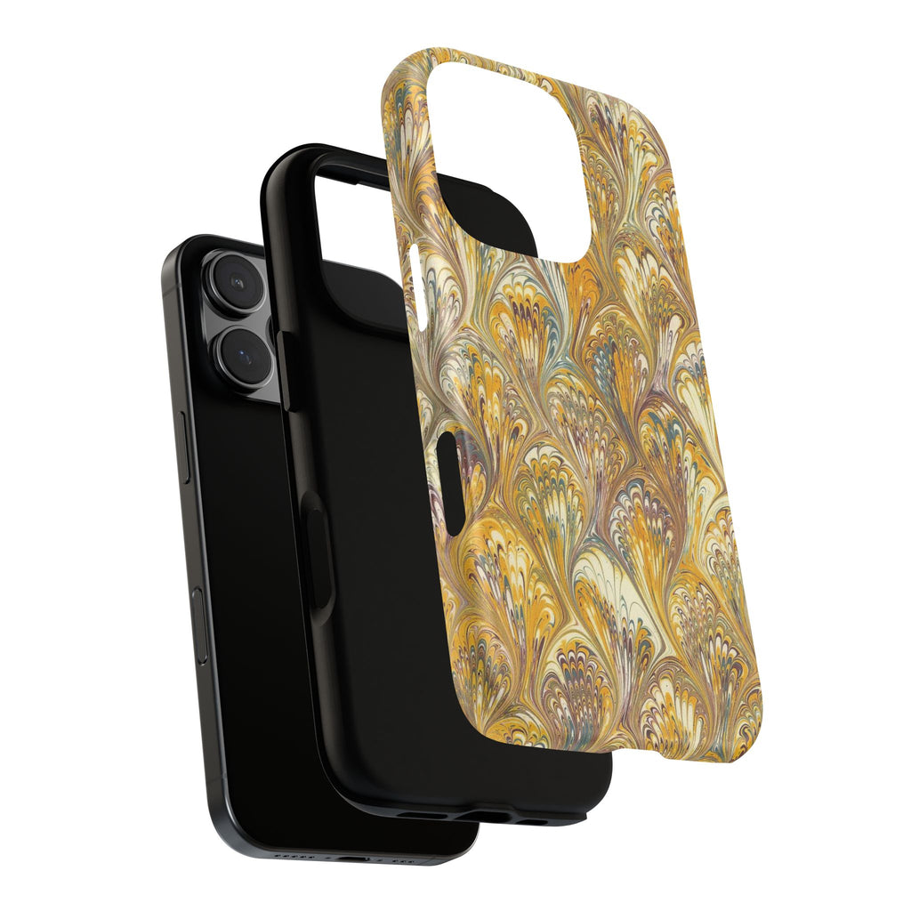 Golden Yellow Marbled Italian Phone Case - Dual Layer - Matte or Glossy