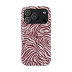 Zebra Print Burgundy + White - Dual Layer Phone Case
