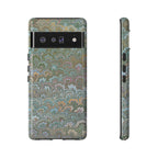 Blue and Green Feather Marbled Phone Case — Dual Layer - Tough Protective Phone Cover