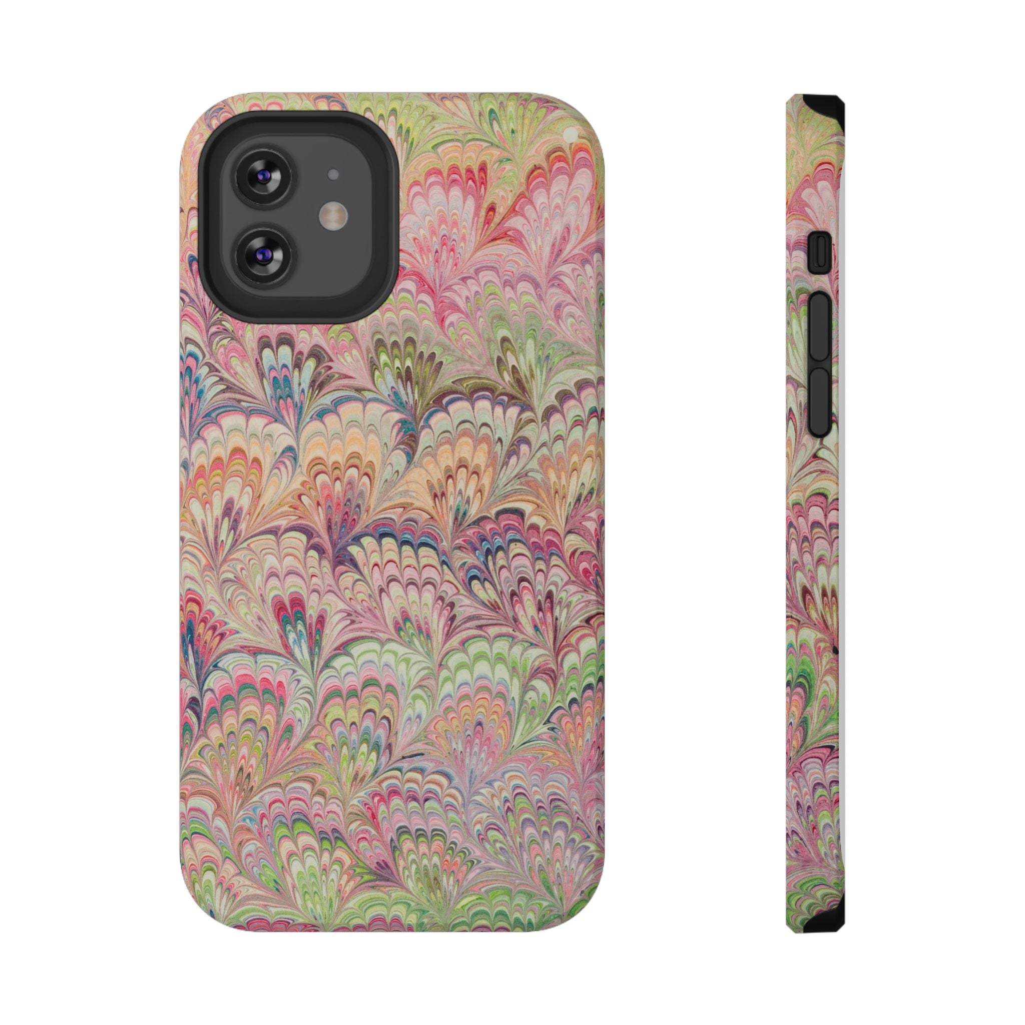Marbled Pastel Pink and Green Impact-Resistant Phone Case for Apple + Samsung