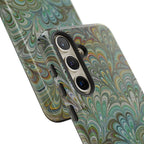 Green Marbled Peacock Durable Phone Case - Matte or Glossy
