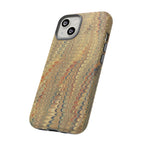 Beige and Blue Marbled Durable Phone Case - Dual Layer - Matte or Glossy