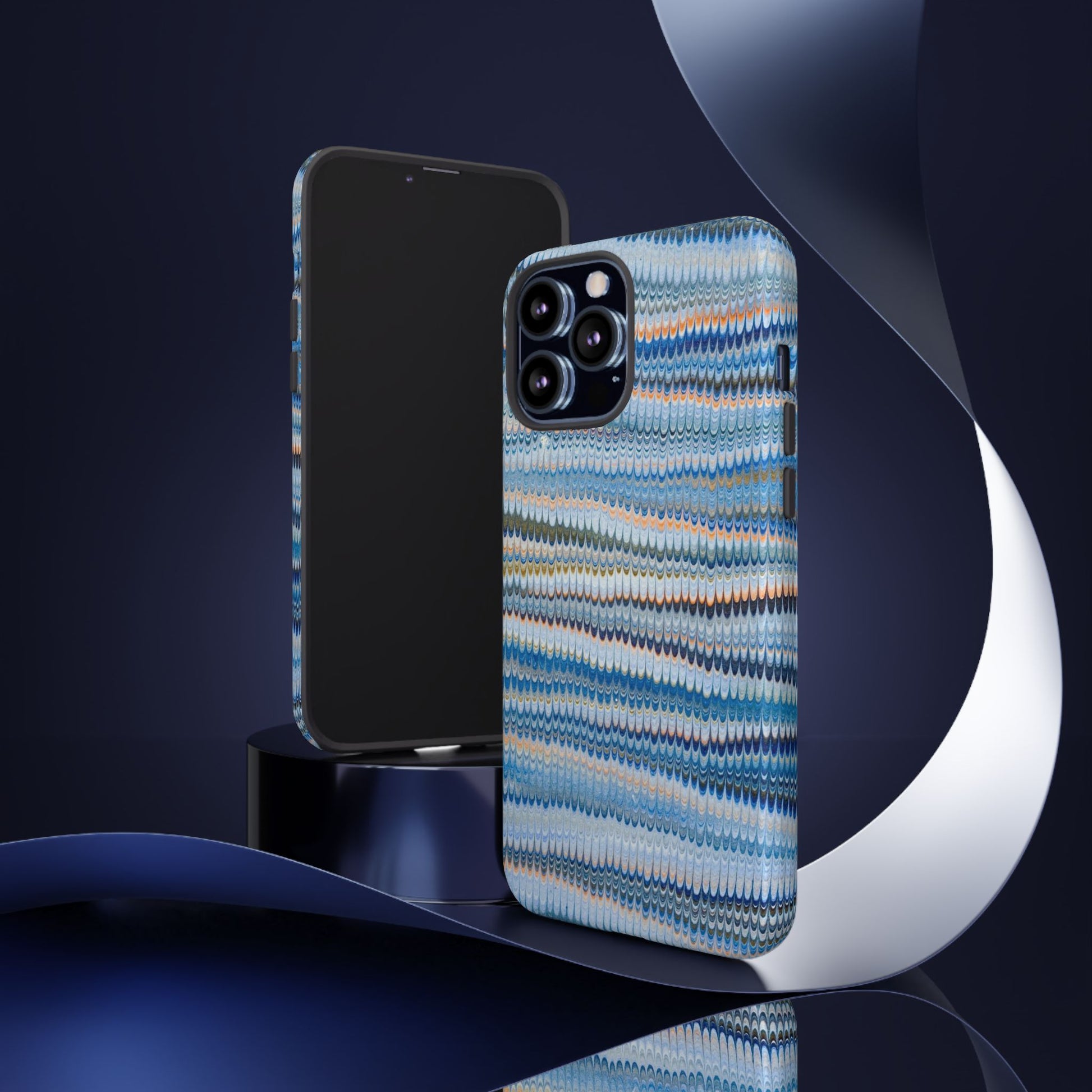 Blue Marbled Phone Cases iPhone 16 + Samsung + Apple + Google - all models, Vintage Marbled Design - Tough Cases
