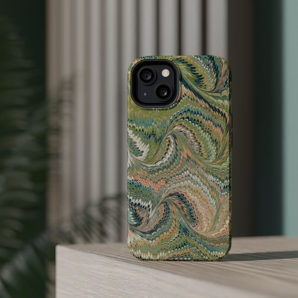 Green Pastel Italian Marble Design Magnetic MAG SAFE High Impact iPhone Cases