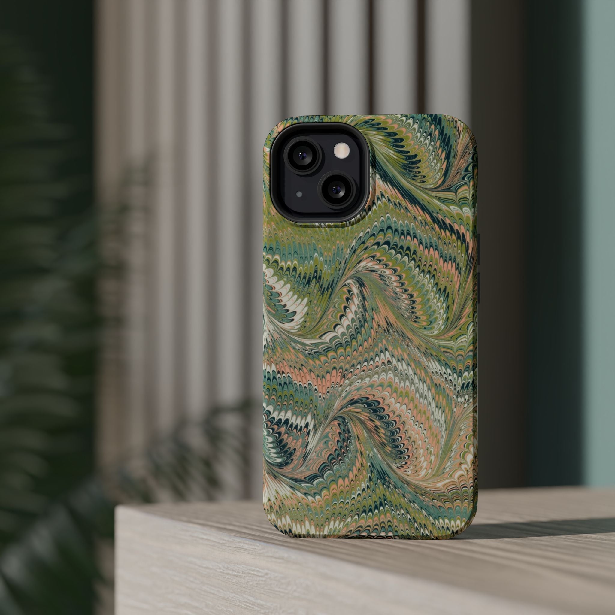 Green Pastel Italian Marble Design Magnetic MAG SAFE High Impact iPhone Cases