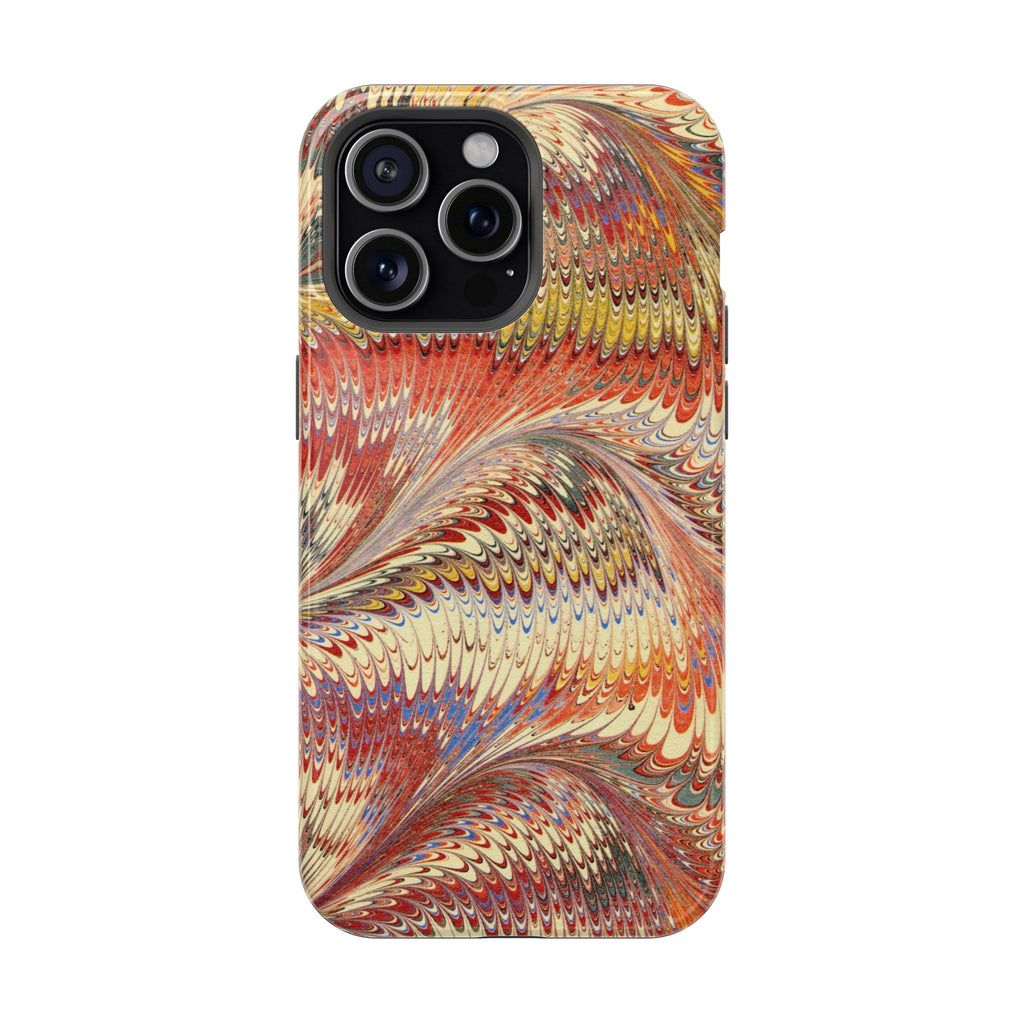 Rust + Gold Italian Marbled Design Magnetic MAG SAFE - Dual Layer Case - Glossy or Matte