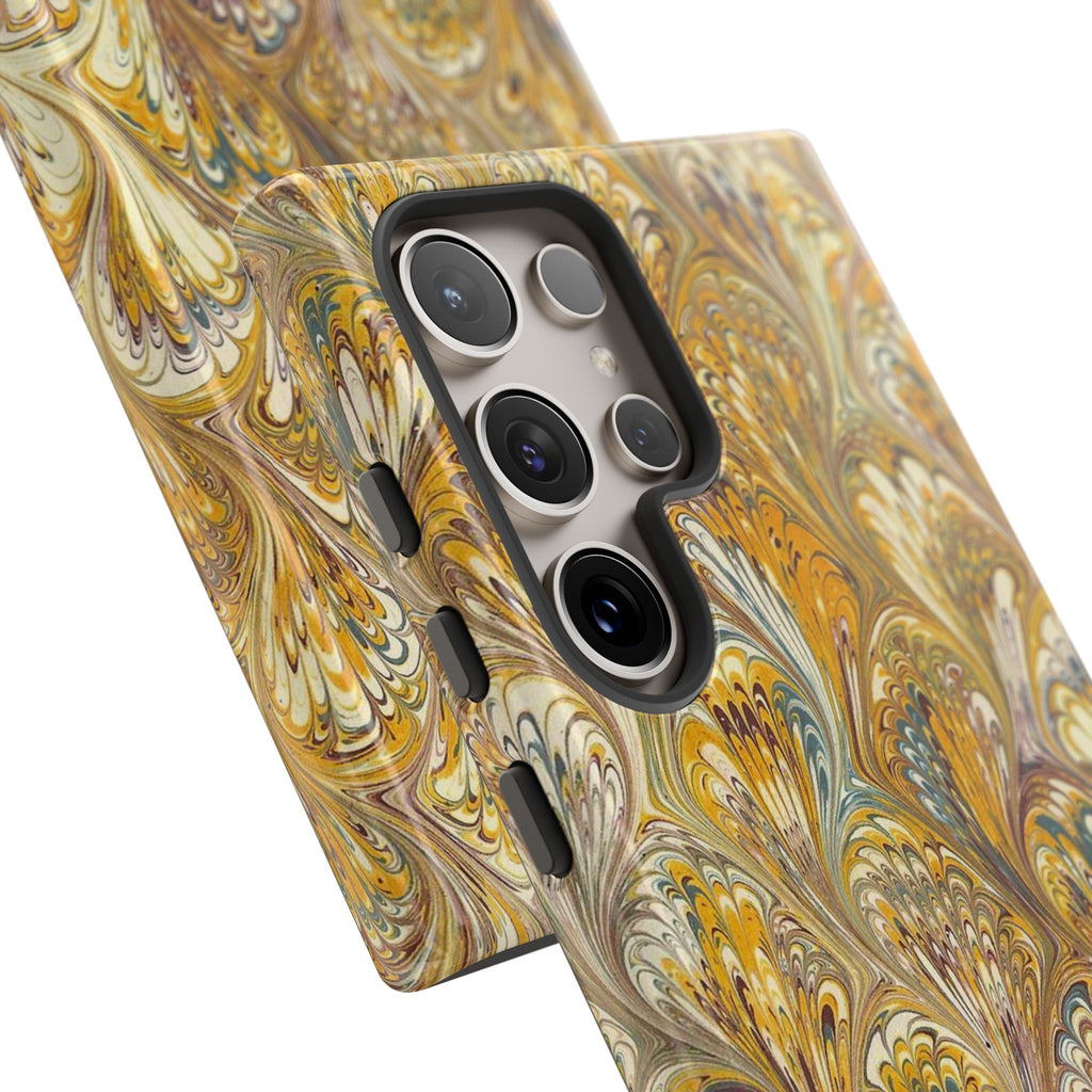 Golden Yellow Marbled Italian Phone Case - Dual Layer - Matte or Glossy