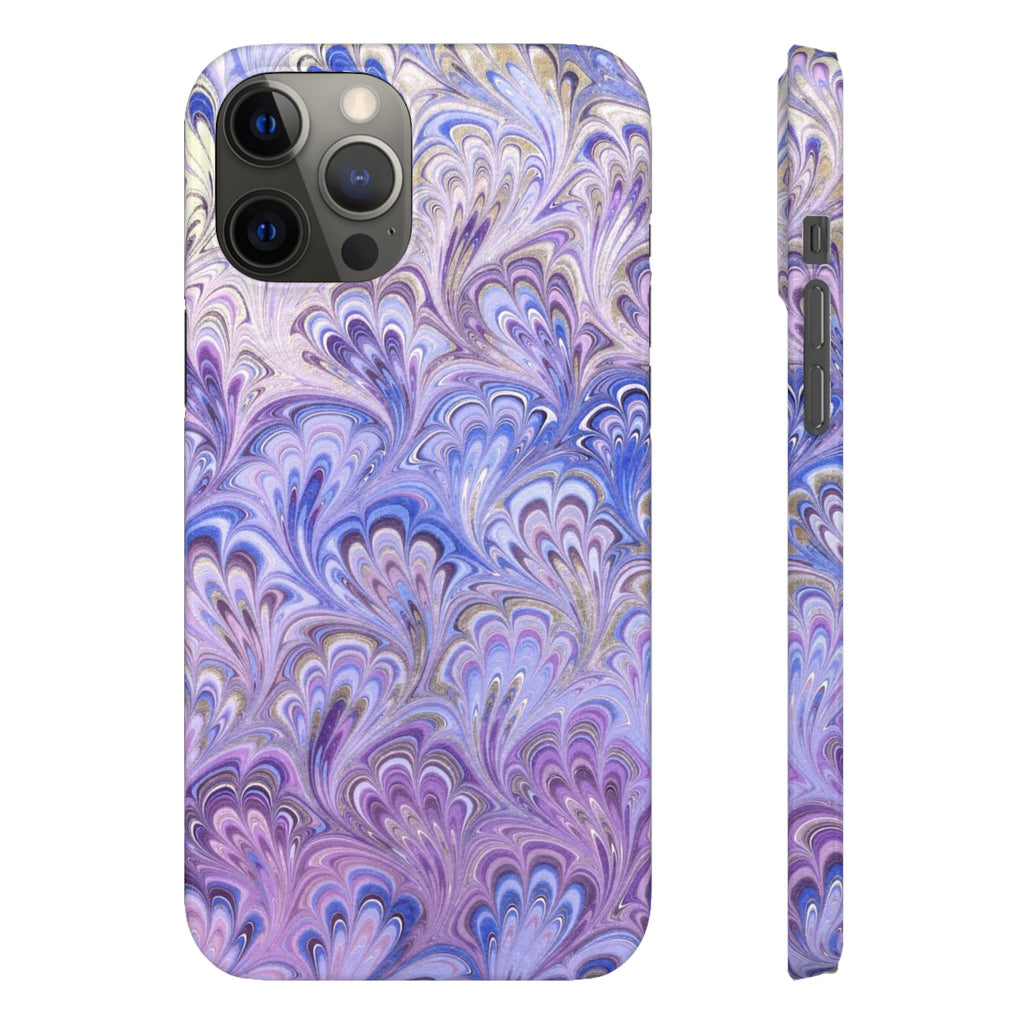 Marbled Feather Lavender + Purple Swirl - Single Layer Slim Phone Case