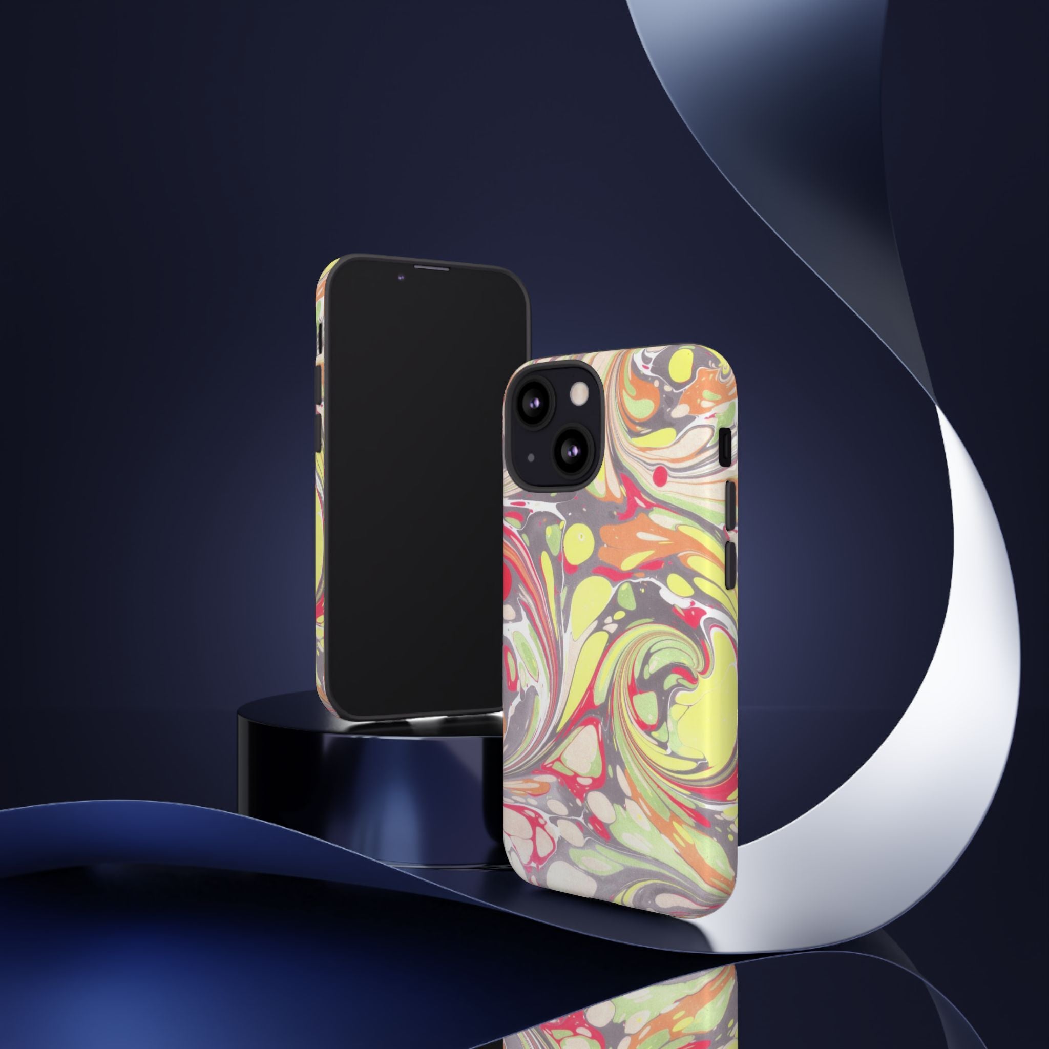 Yellow and Pink Swirl Marbled Italian Phone Case - Dual Layer - Matte or Glossy