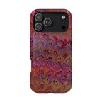 Red, Burgundy, Lavender Italian Peacock Feather Design Phone Case